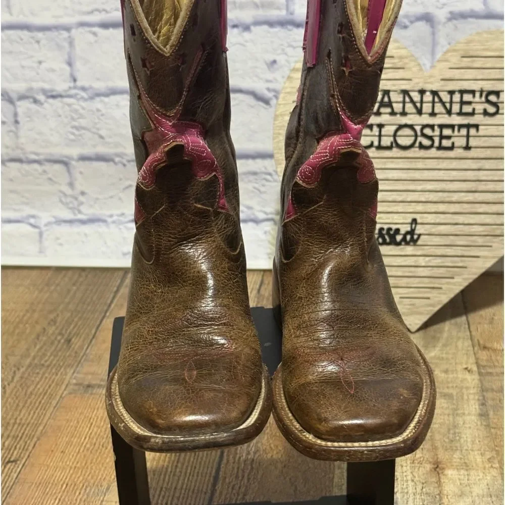 Macie Bean Pink Square Toe Guns Revolvers Stars Cowgirl Boots US 2